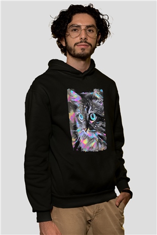 Kedi Siyah Unisex Hoodie
