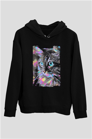 Kedi Siyah Unisex Hoodie