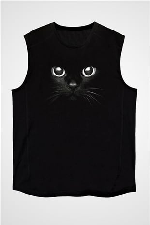 Kedi Siyah Unisex Kolsuz Tişört