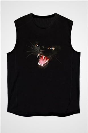 Kedi Siyah Unisex Kolsuz Tişört
