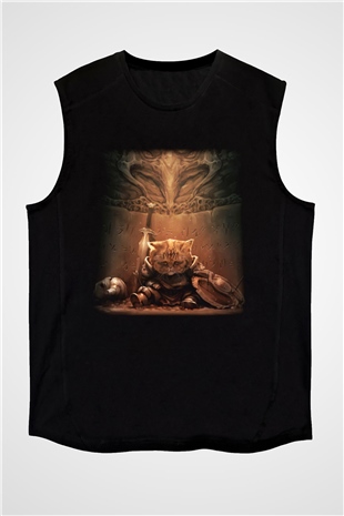 Kedi Siyah Unisex Kolsuz Tişört