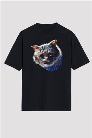 Kedi Siyah Unisex Oversize Tişört T-Shirt