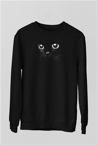 Kedi Siyah Unisex Sweatshirt