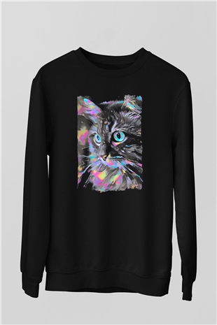 Kedi Siyah Unisex Sweatshirt