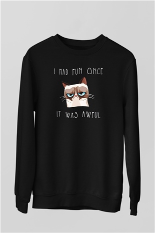 Kedi Siyah Unisex Sweatshirt