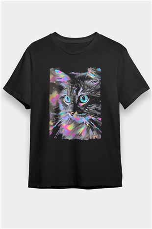 Kedi Siyah Unisex Tişört T-Shirt - TişörtFabrikası
