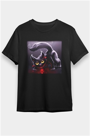 Kedi Siyah Unisex Tişört T-Shirt - TişörtFabrikası