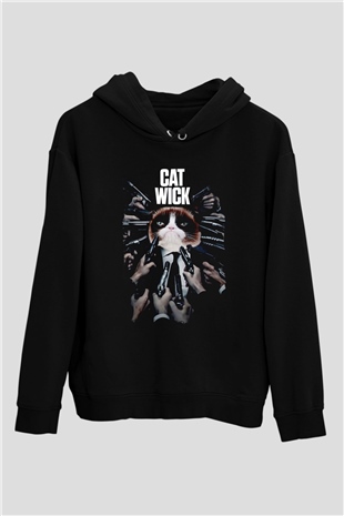 Kedi WickSiyah  Unisex Hoodie