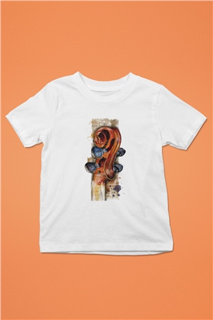Kemancı Baskılı Beyaz Unisex Çocuk Tişört