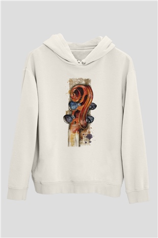 Kemancı Beyaz Unisex Hoodie