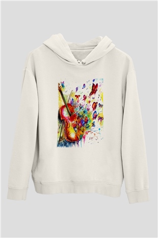 Kemancı Beyaz Unisex Hoodie