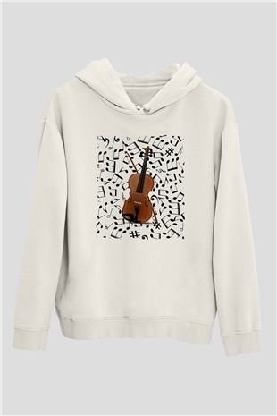 Kemancı Beyaz Unisex Kapüşonlu Sweatshirt