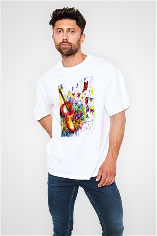 Kemancı Beyaz Unisex Oversize Tişört T-Shirt