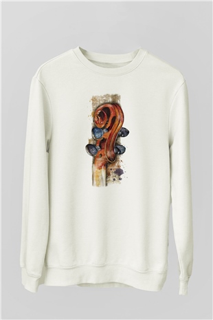 Kemancı Beyaz Unisex Sweatshirt