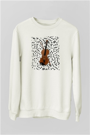 Kemancı Beyaz Unisex Sweatshirt