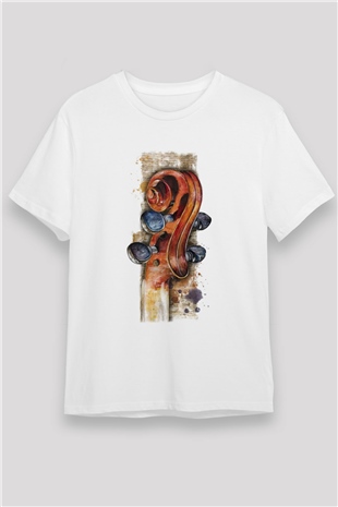 Kemancı Beyaz Unisex Tişört T-Shirt - TişörtFabrikası