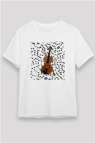 Kemancı Beyaz Unisex Tişört T-Shirt - TişörtFabrikası