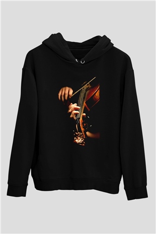 Kemancı Siyah Unisex Kapşonlu Sweatshirt