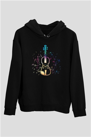 Kemancı Siyah Unisex Kapüşonlu Sweatshirt