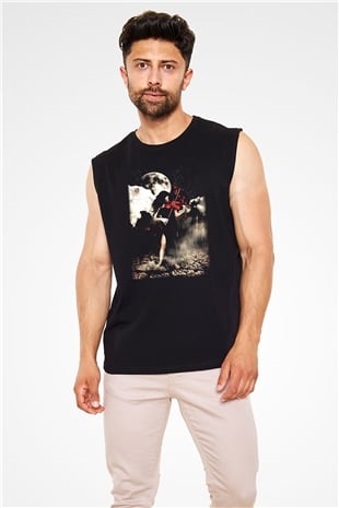 Kemancı Siyah Unisex Kolsuz Tişört