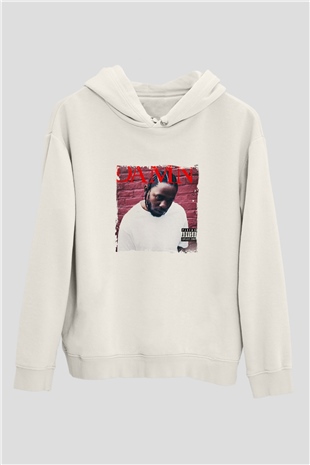 Kendrick Lamar Baskılı Unisex Beyaz Kapüşonlu Sweatshirt
