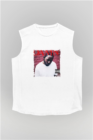 Kendrick Lamar Baskılı Unisex Beyaz Kolsuz Tişört