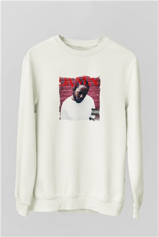Kendrick Lamar Baskılı Unisex Beyaz Sweatshirt
