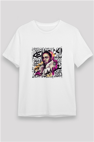 Kendrick Lamar Baskılı Unisex Beyaz Tişört