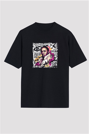 Kendrick Lamar Baskılı Unisex Oversize Siyah Tişört