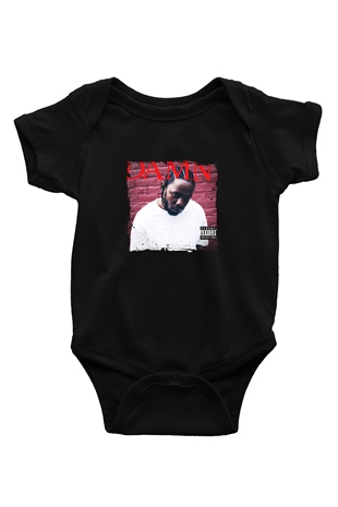 Kendrick Lamar Baskılı Unisex Siyah Bebek Body - Zıbın