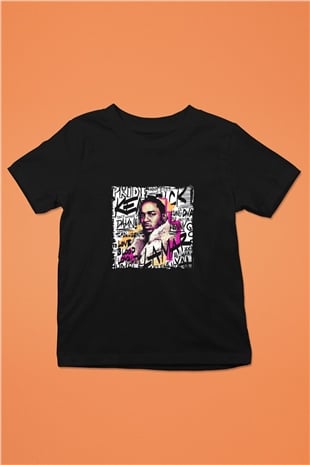 Kendrick Lamar Baskılı Unisex Siyah Çocuk Tişört