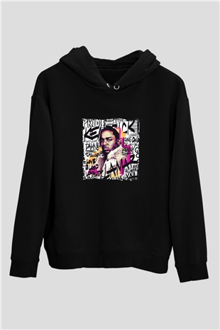 Kendrick Lamar Baskılı Unisex Siyah Hoodie