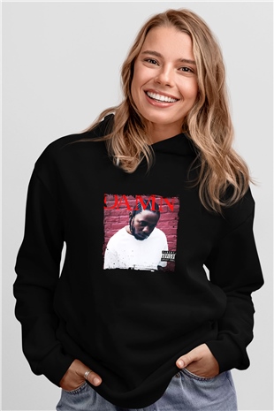 Kendrick Lamar Baskılı Unisex Siyah Hoodie
