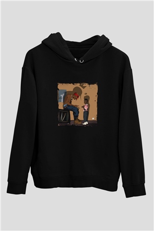 Kendrick Lamar Baskılı Unisex Siyah Hoodie