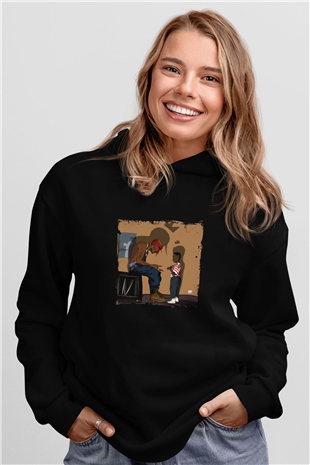 Kendrick Lamar Baskılı Unisex Siyah Hoodie
