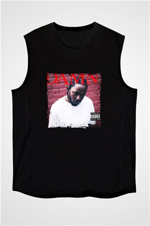 Kendrick Lamar Baskılı Unisex Siyah Kolsuz Tişört