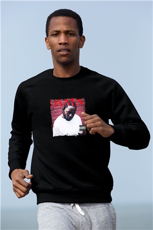 Kendrick Lamar Baskılı Unisex Siyah Sweatshirt