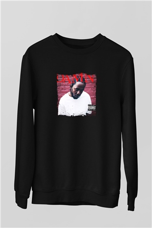 Kendrick Lamar Baskılı Unisex Siyah Sweatshirt