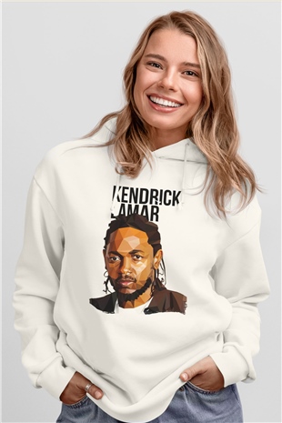 Kendrick Lamar Beyaz Unisex Kapüşonlu Sweatshirt