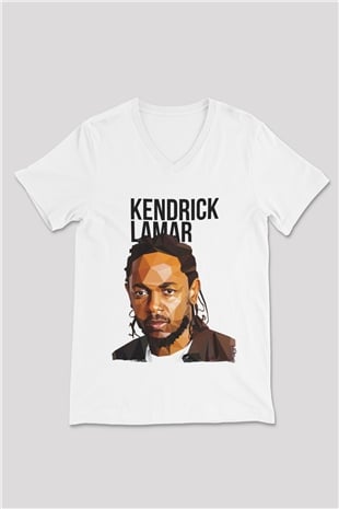 Kendrick Lamar Beyaz Unisex V Yaka Tişört