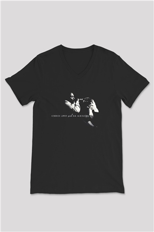 Kendrick Lamar Siyah Unisex V Yaka Tişört T-Shirt
