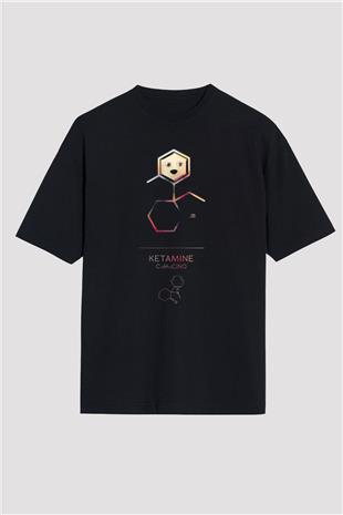 Ketamin Molekülü Baskılı Unisex Oversize Tişört - Tshirt