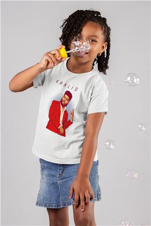 Khalid Baskılı Beyaz Unisex Beyaz Çocuk Tişört - Tshirt