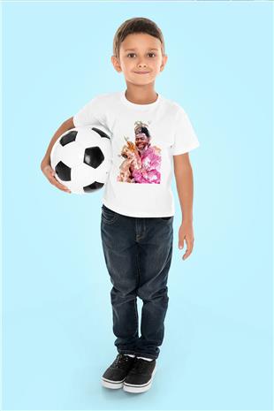 Khalid Baskılı Beyaz Unisex Beyaz Çocuk Tişört - Tshirt