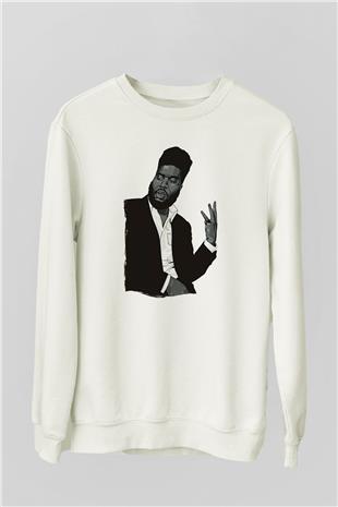 Khalid Baskılı Beyaz Unisex Sweatshirt