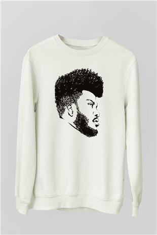 Khalid Baskılı Beyaz Unisex Sweatshirt