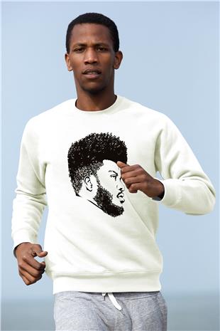 Khalid Baskılı Beyaz Unisex Sweatshirt