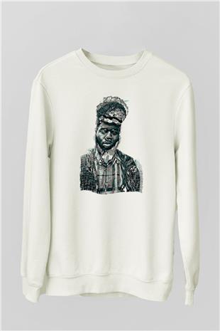 Khalid Baskılı Beyaz Unisex Sweatshirt