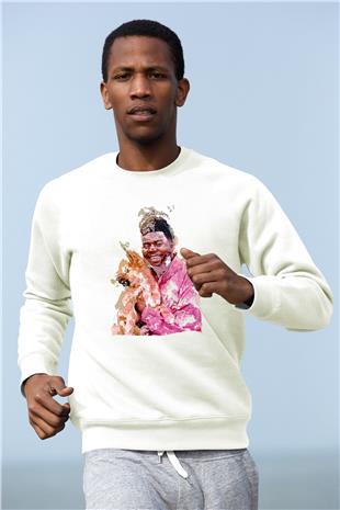 Khalid Baskılı Beyaz Unisex Sweatshirt