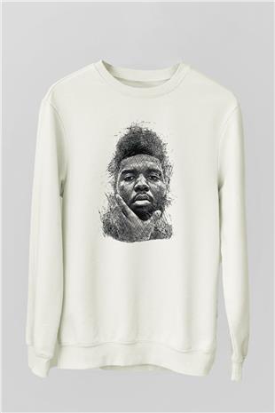 Khalid Baskılı Beyaz Unisex Sweatshirt